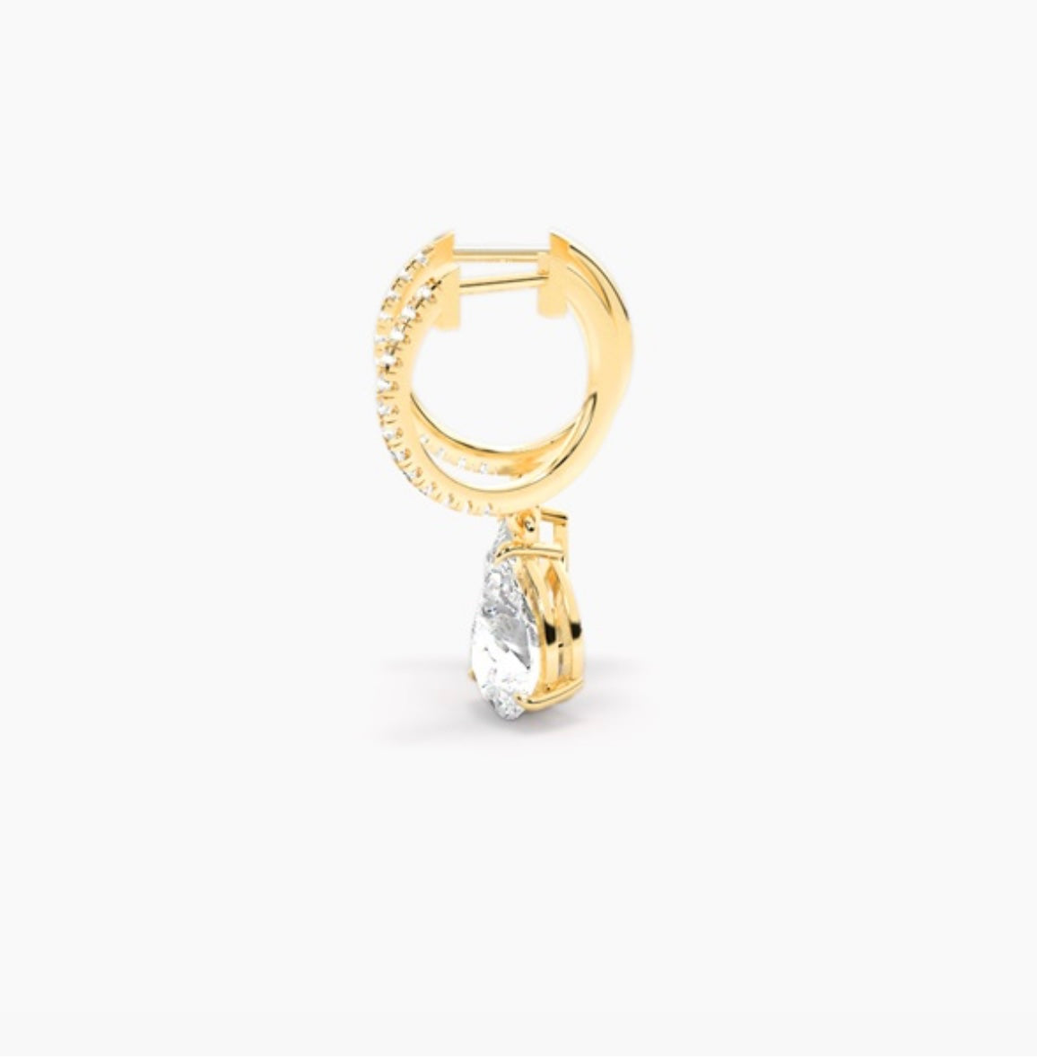 1.40ct Diamond Drop Hoop Earrings – Pavé Set with Certified Pear cut Centre Stones