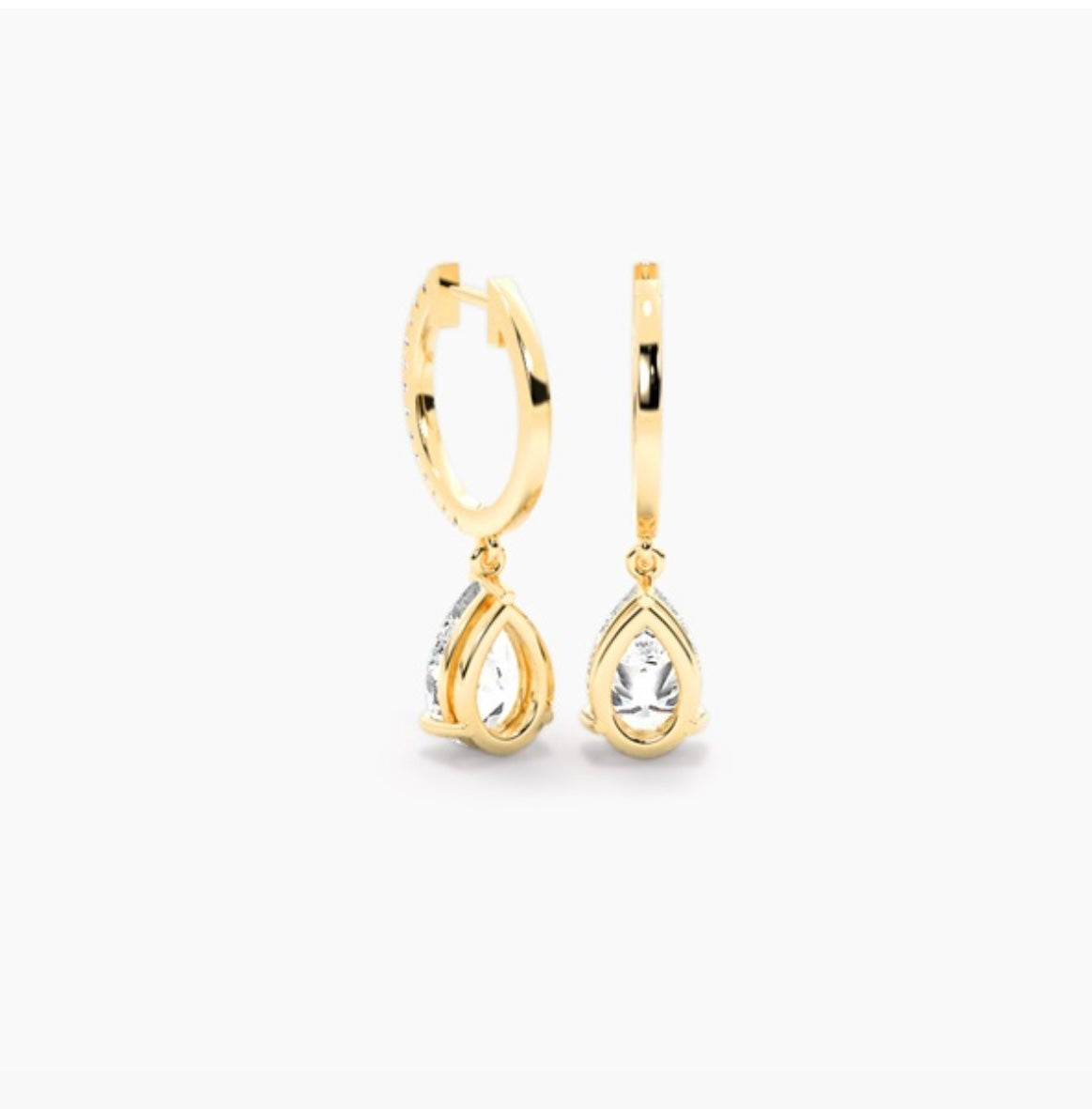 1.40ct Diamond Drop Hoop Earrings – Pavé Set with Certified Pear cut Centre Stones