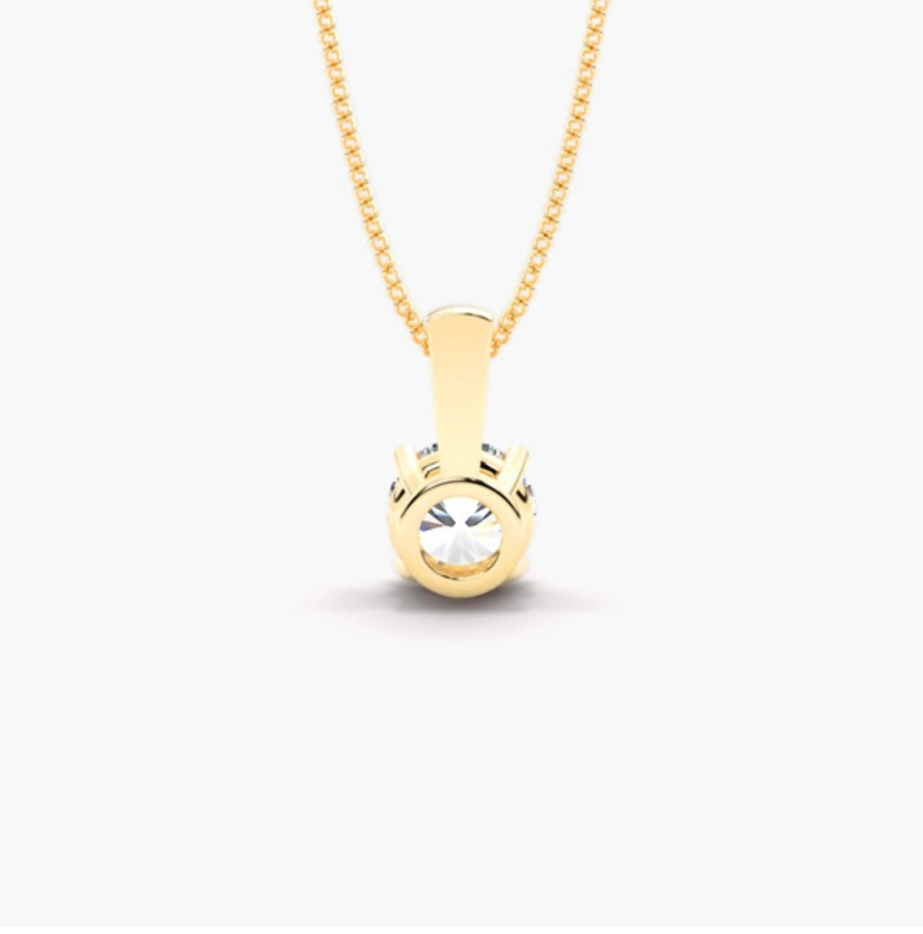 1.00ct Round Brilliant Diamond Solitaire Pendant Necklace – 4 Prong Basket Set