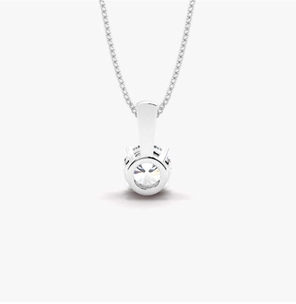 1.00ct Round Brilliant Diamond Solitaire Pendant Necklace – 4 Prong Basket Set