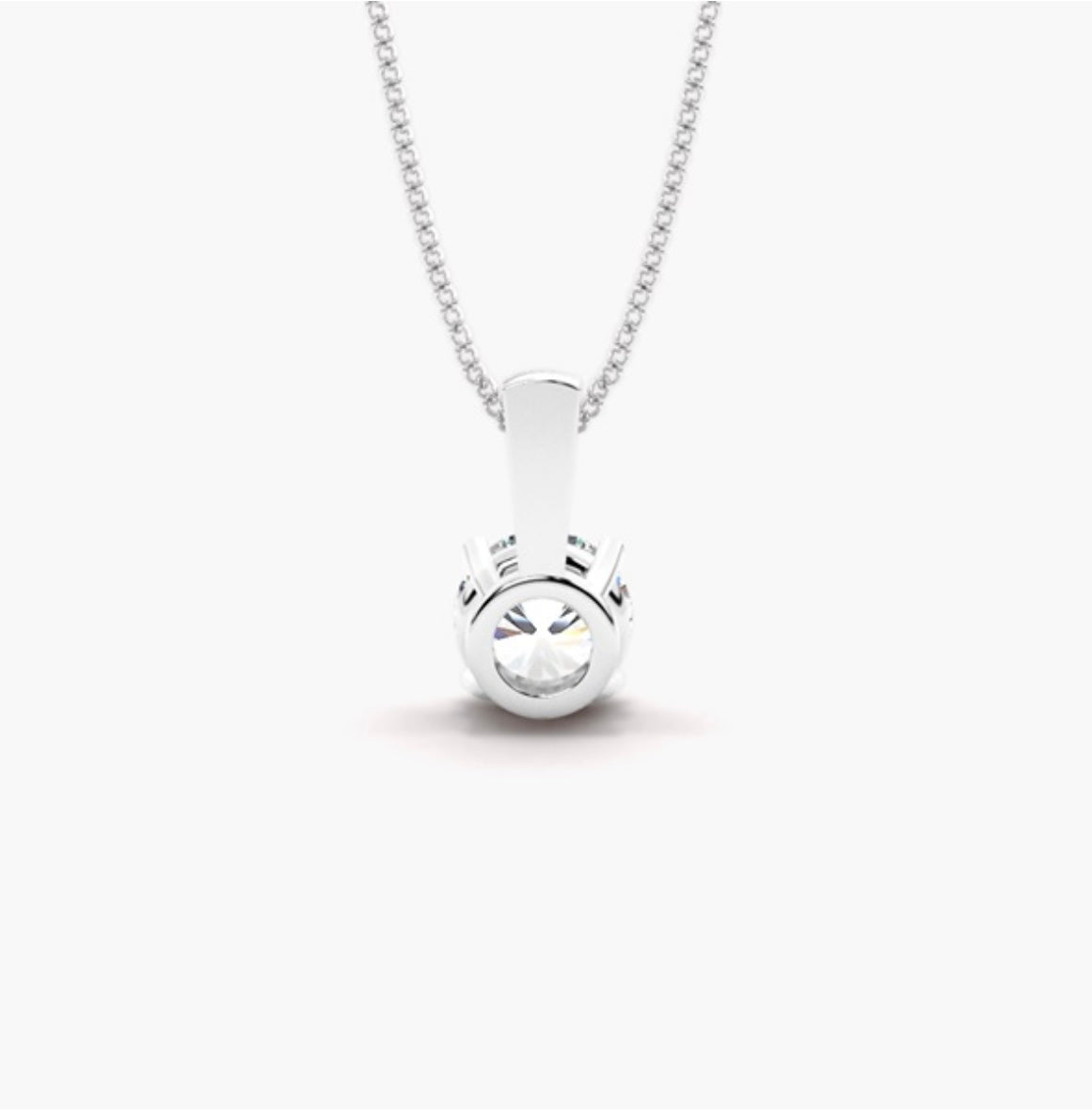 1.00ct Round Brilliant Diamond Solitaire Pendant Necklace – 4 Prong Basket Set