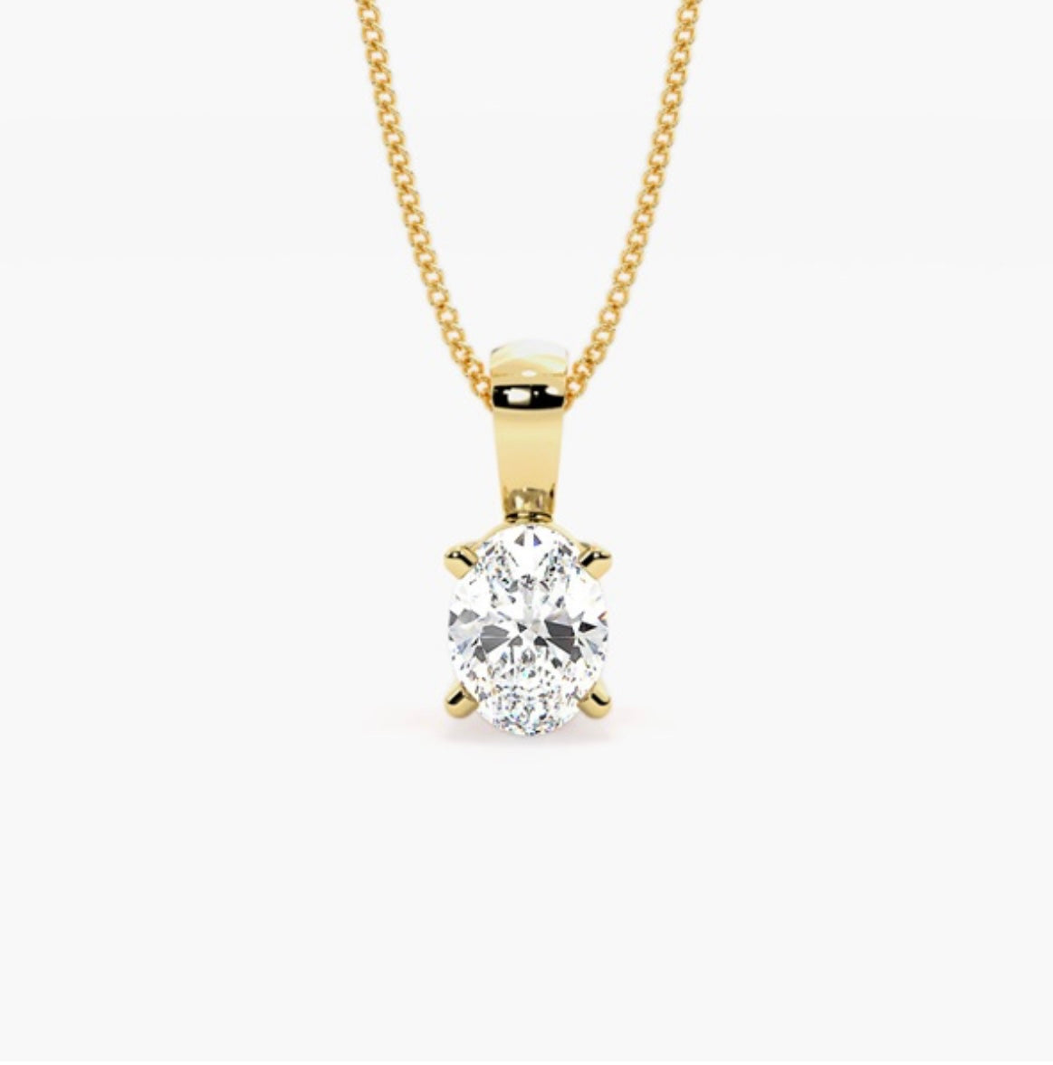 1.00ct Oval Brilliant Cut Diamond Solitaire Pendant Necklace – 4 Prong Basket Set
