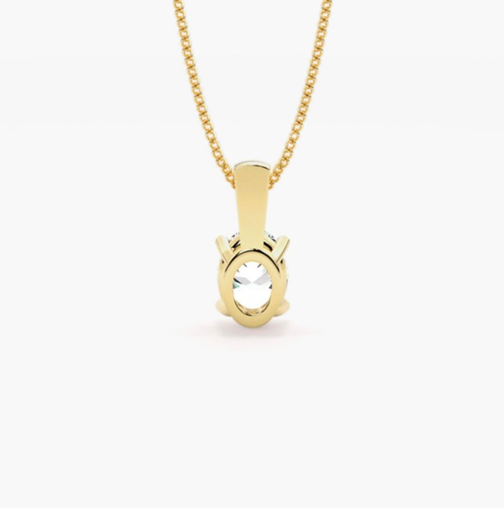 1.00ct Oval Brilliant Cut Diamond Solitaire Pendant Necklace – 4 Prong Basket Set