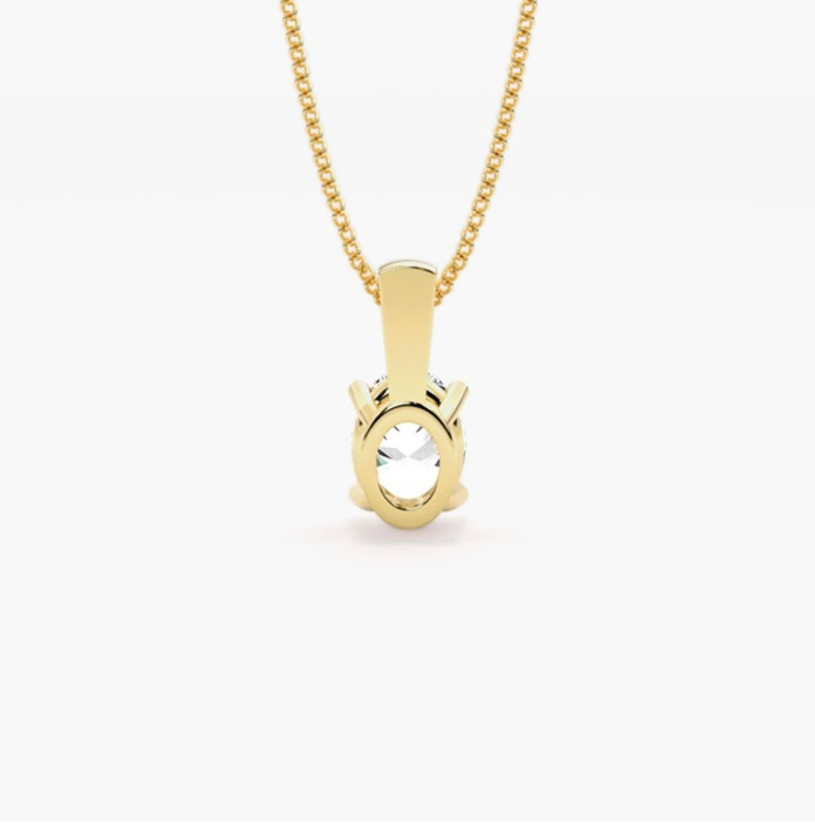 1.00ct Oval Brilliant Cut Diamond Solitaire Pendant Necklace – 4 Prong Basket Set