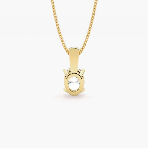 1.00ct Oval Brilliant Cut Diamond Solitaire Pendant Necklace – 4 Prong Basket Set