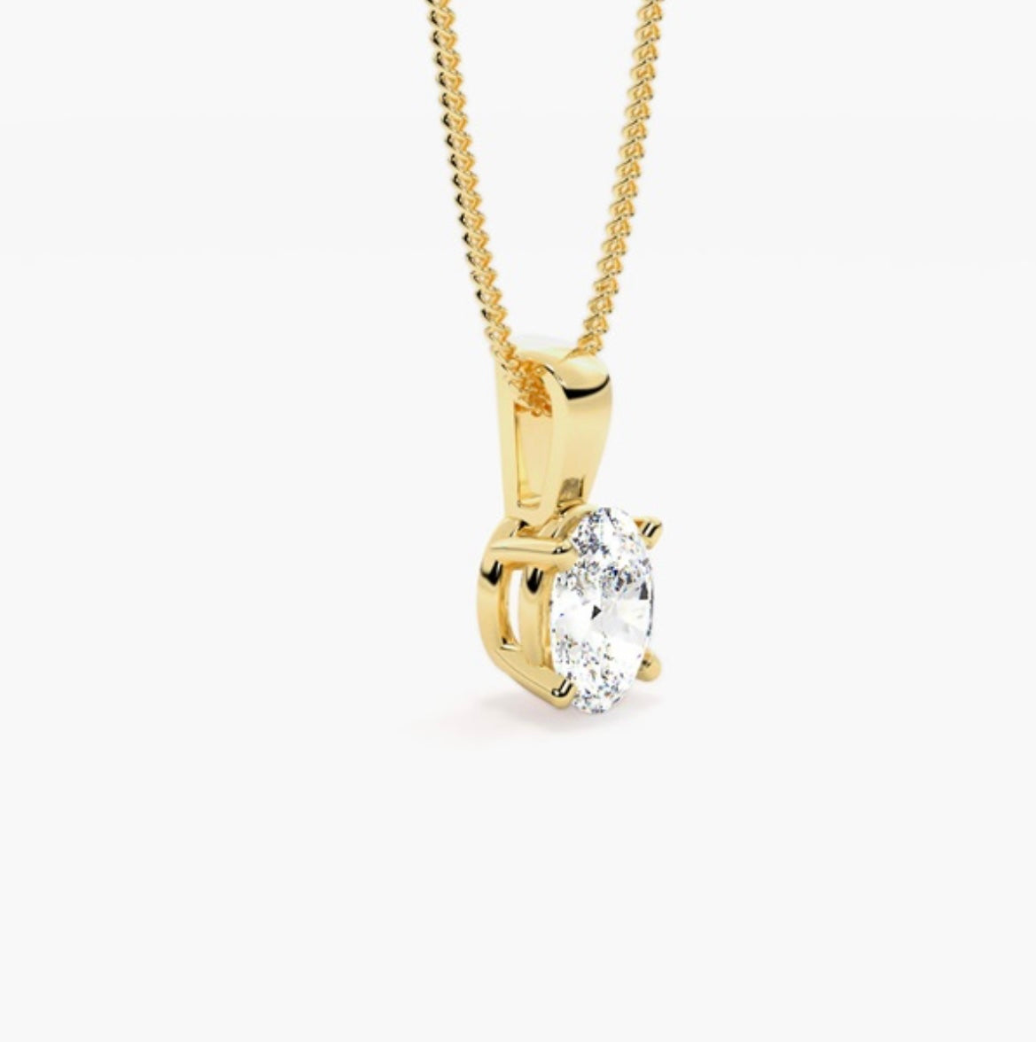 1.00ct Oval Brilliant Cut Diamond Solitaire Pendant Necklace – 4 Prong Basket Set