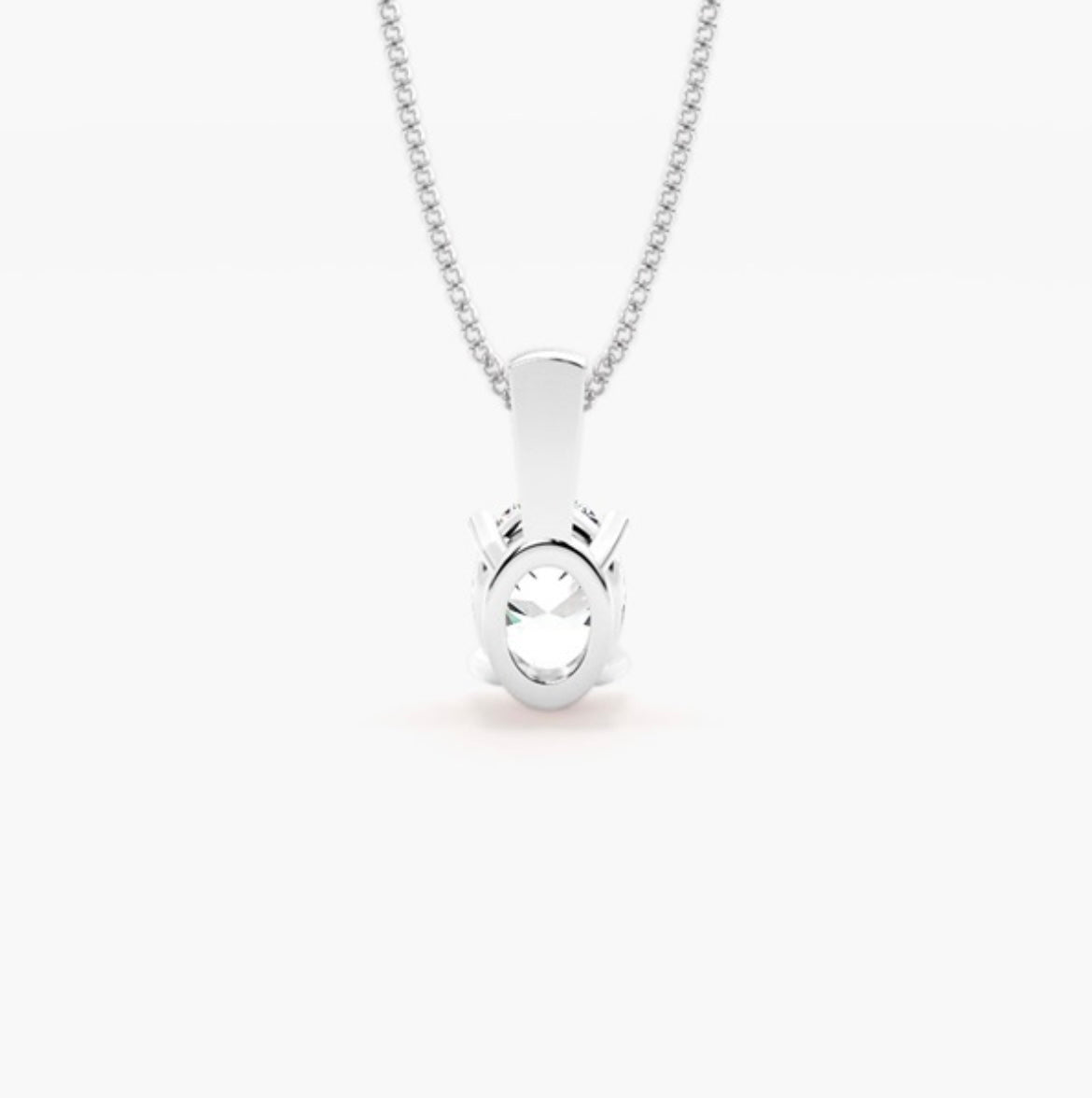 1.00ct Oval Brilliant Cut Diamond Solitaire Pendant Necklace – 4 Prong Basket Set