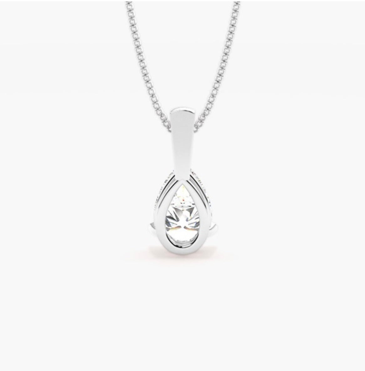 1.00ct Pear Cut Diamond Solitaire Pendant Necklace – 3 Prong Basket Set