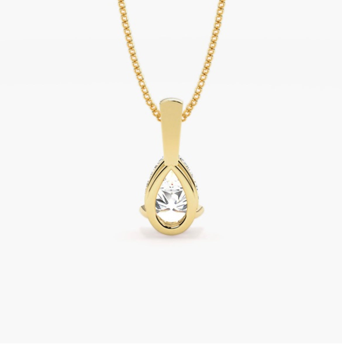 1.00ct Pear Cut Diamond Solitaire Pendant Necklace – 3 Prong Basket Set