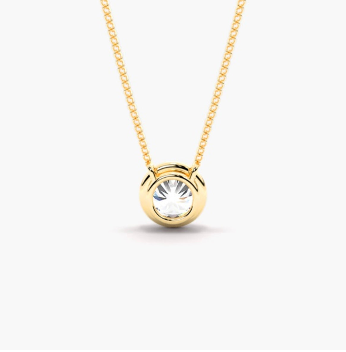 0.75ct Round Brilliant Diamond Rub Over Pendant Necklace – Bezel Set
