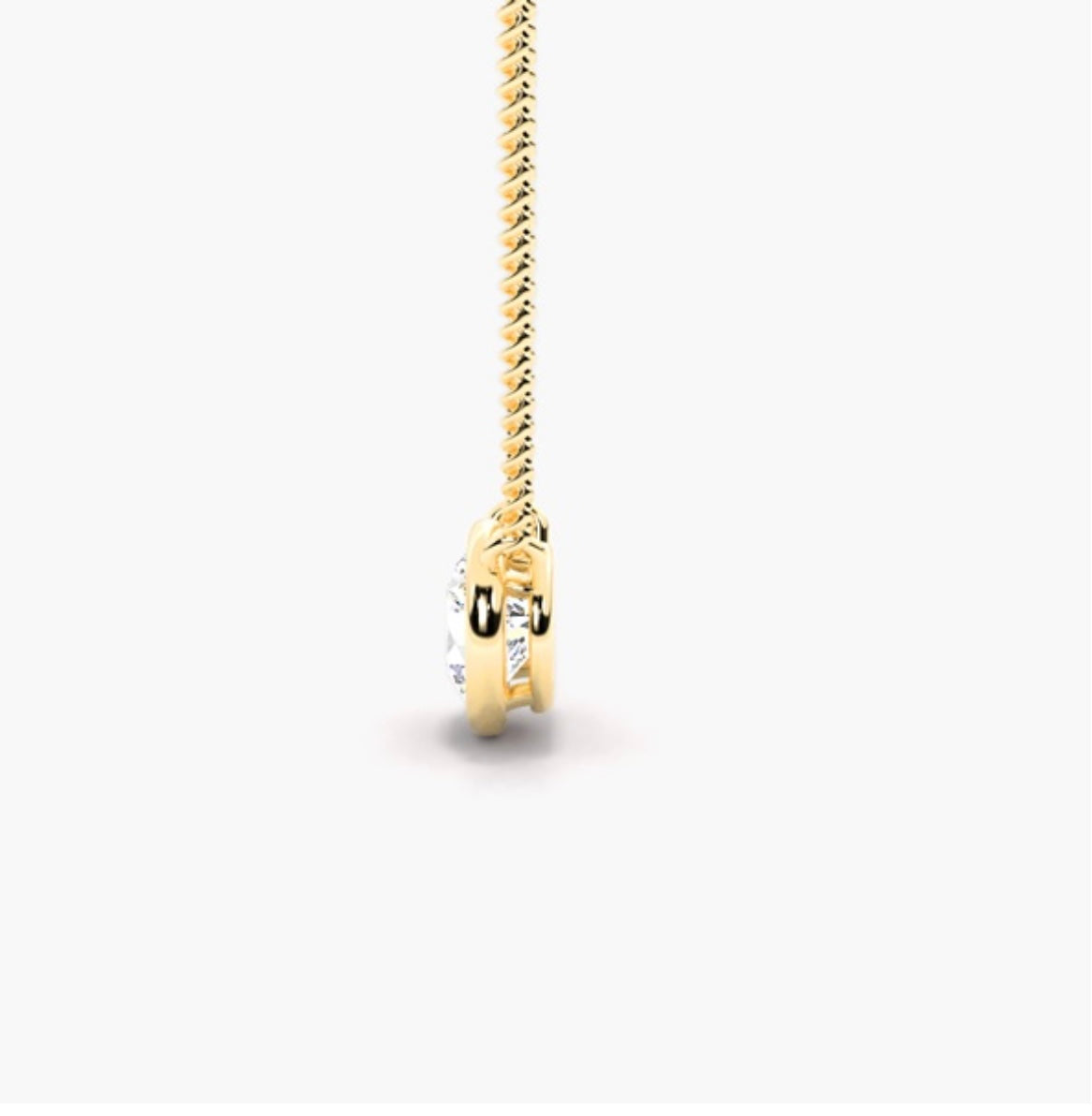 0.75ct Round Brilliant Diamond Rub Over Pendant Necklace – Bezel Set
