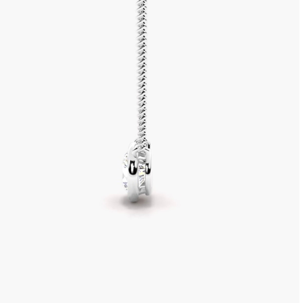 0.75ct Round Brilliant Diamond Rub Over Pendant Necklace – Bezel Set