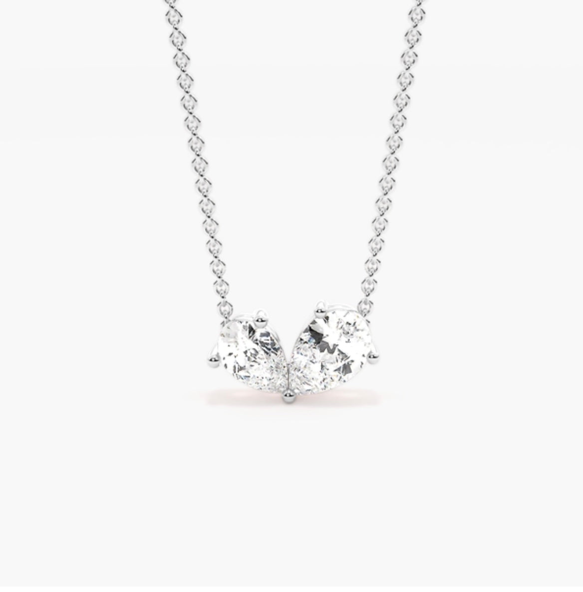 1.00ct Pear Cut Diamond Toi et Moi Pendant Necklace – 2 Stone Design