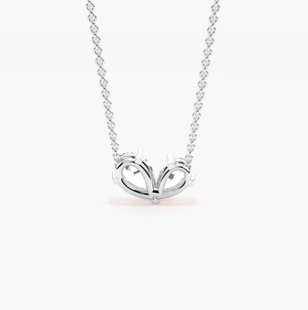 1.00ct Pear Cut Diamond Toi et Moi Pendant Necklace – 2 Stone Design