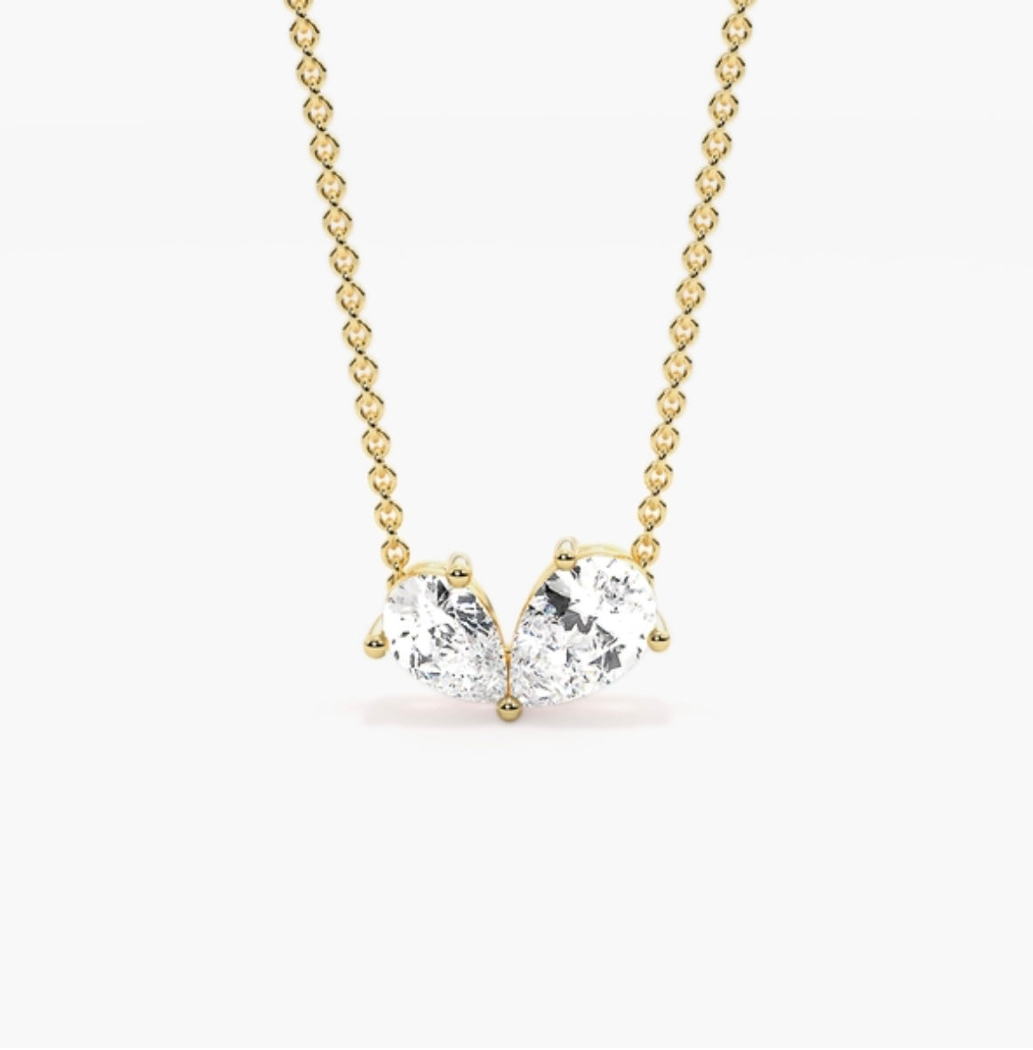 1.00ct Pear Cut Diamond Toi et Moi Pendant Necklace – 2 Stone Design