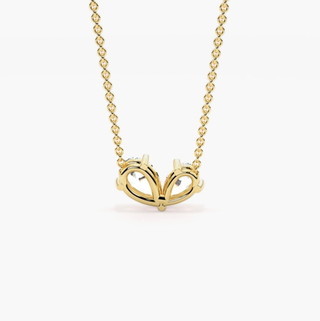 1.00ct Pear Cut Diamond Toi et Moi Pendant Necklace – 2 Stone Design