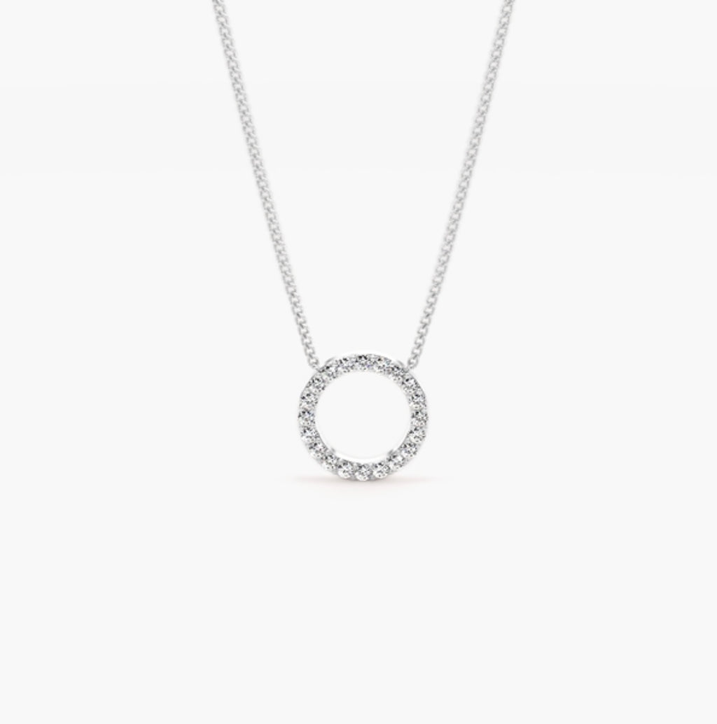 0.45ct Round Brilliant Diamond Pavé Hoop Pendant Necklace