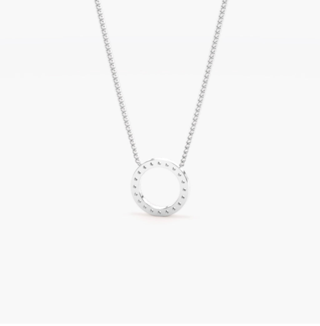 0.45ct Round Brilliant Diamond Pavé Hoop Pendant Necklace