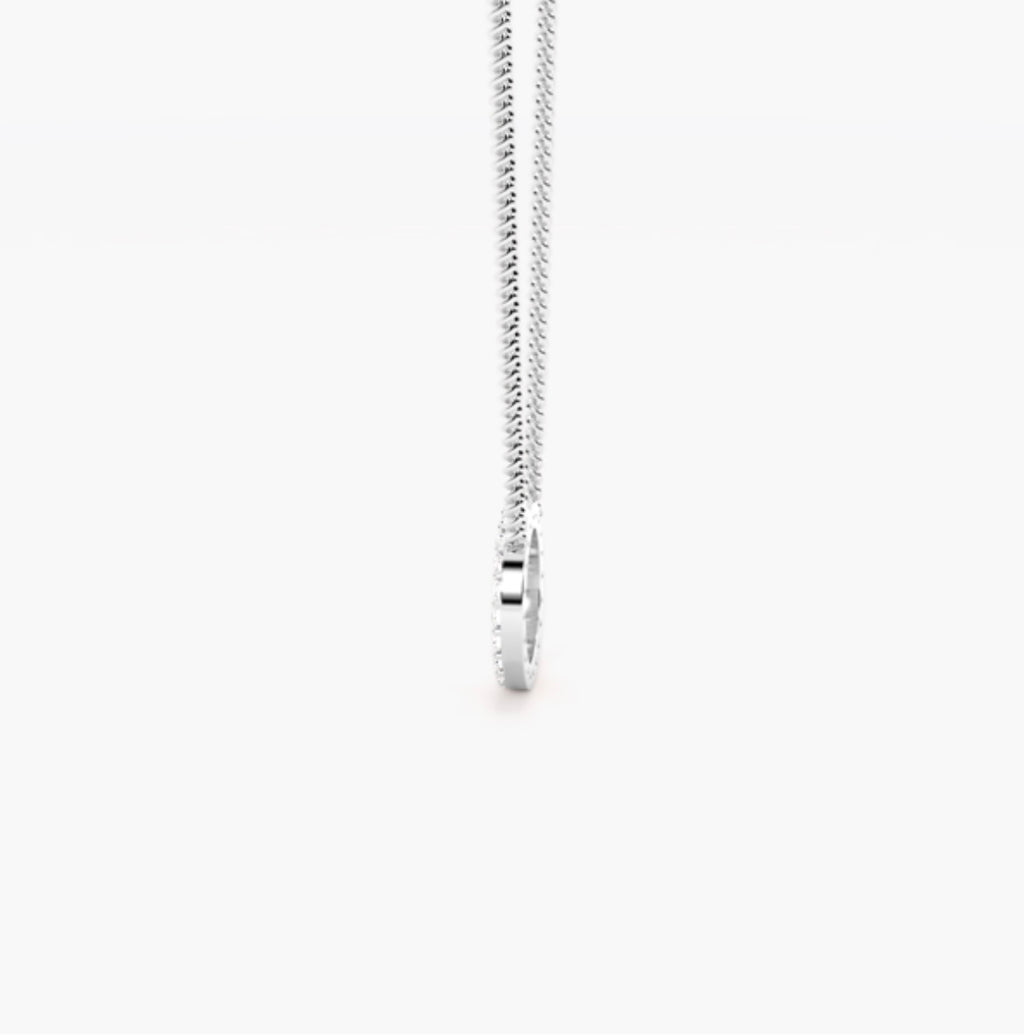 0.45ct Round Brilliant Diamond Pavé Hoop Pendant Necklace