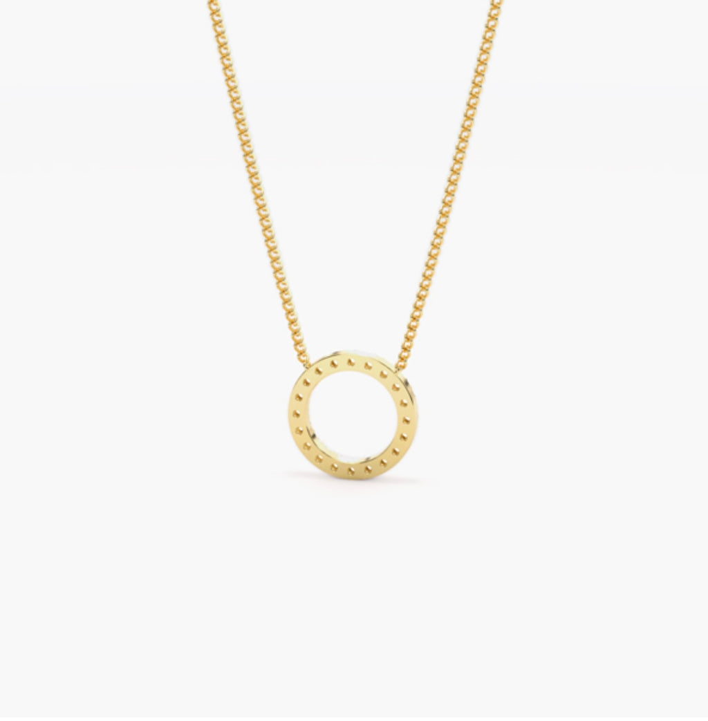 0.45ct Round Brilliant Diamond Pavé Hoop Pendant Necklace