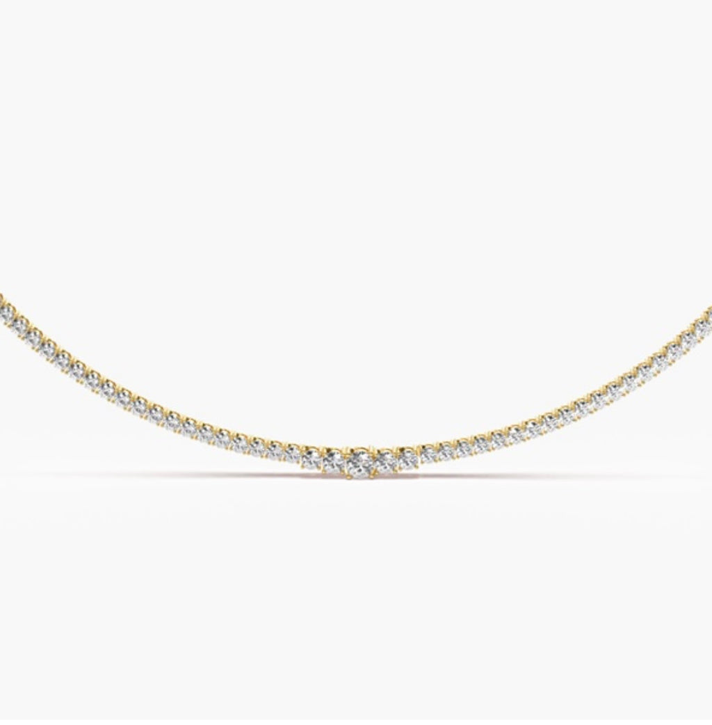 12.00ct Round Brilliant Diamond Tennis Necklace – 4 Claw Set (18 Inch)