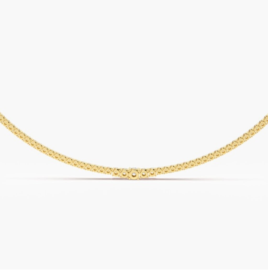 12.00ct Round Brilliant Diamond Tennis Necklace – 4 Claw Set (18 Inch)