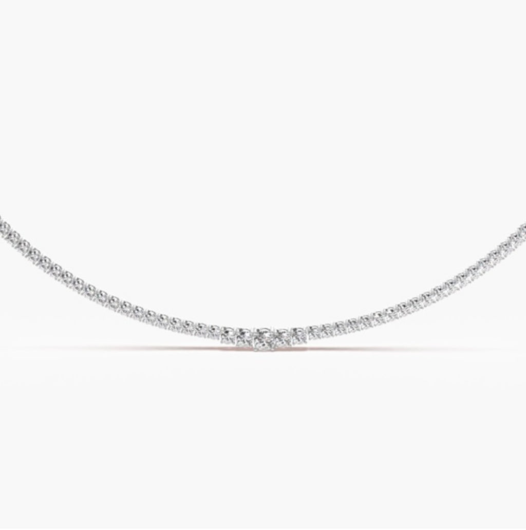 12.00ct Round Brilliant Diamond Tennis Necklace – 4 Claw Set (18 Inch)