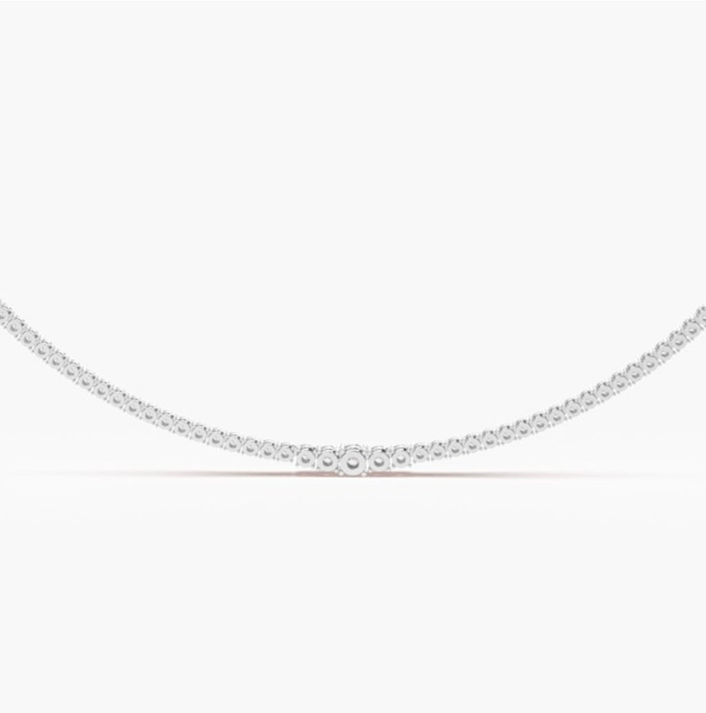 12.00ct Round Brilliant Diamond Tennis Necklace – 4 Claw Set (18 Inch)