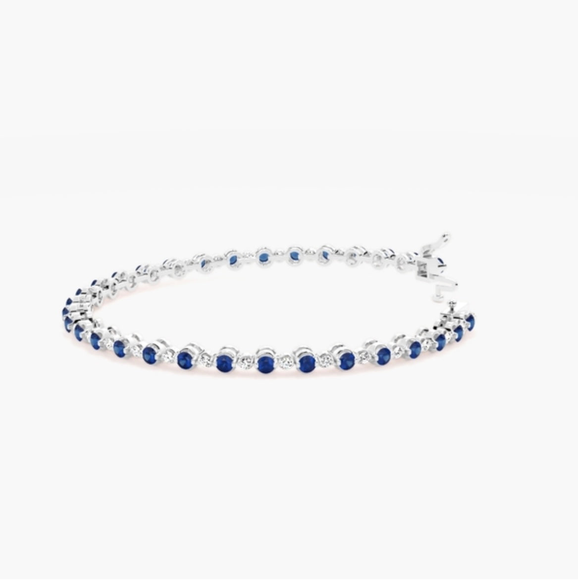 5.00ct Diamond & Blue Sapphire Tennis Bracelet – 4 Claw Set (7 Inch)