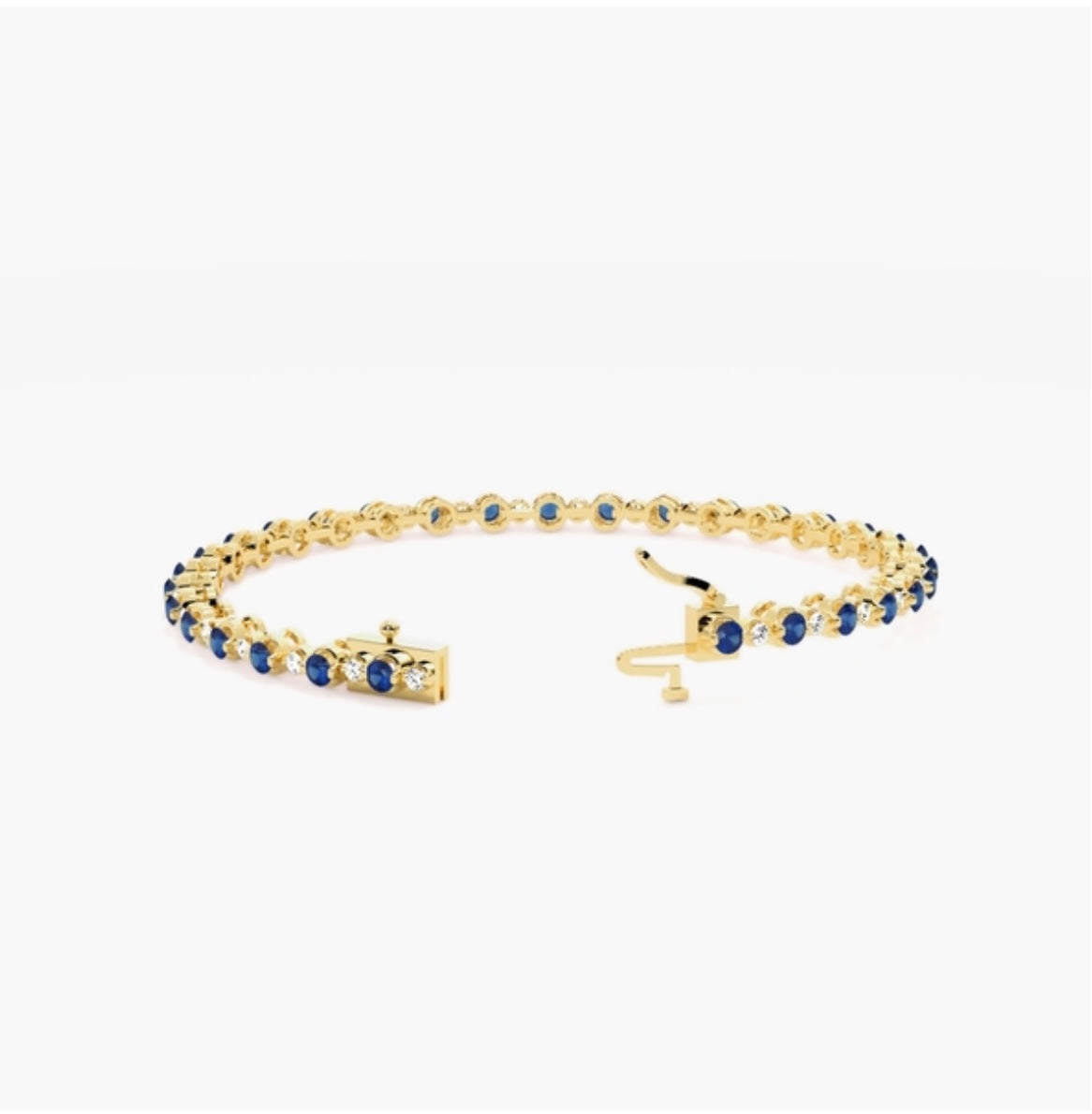 5.00ct Diamond & Blue Sapphire Tennis Bracelet – 4 Claw Set (7 Inch)