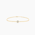 0.25ct Round Brilliant Diamond Rub Over Bezel Trace Link Bracelet – 7 Inch