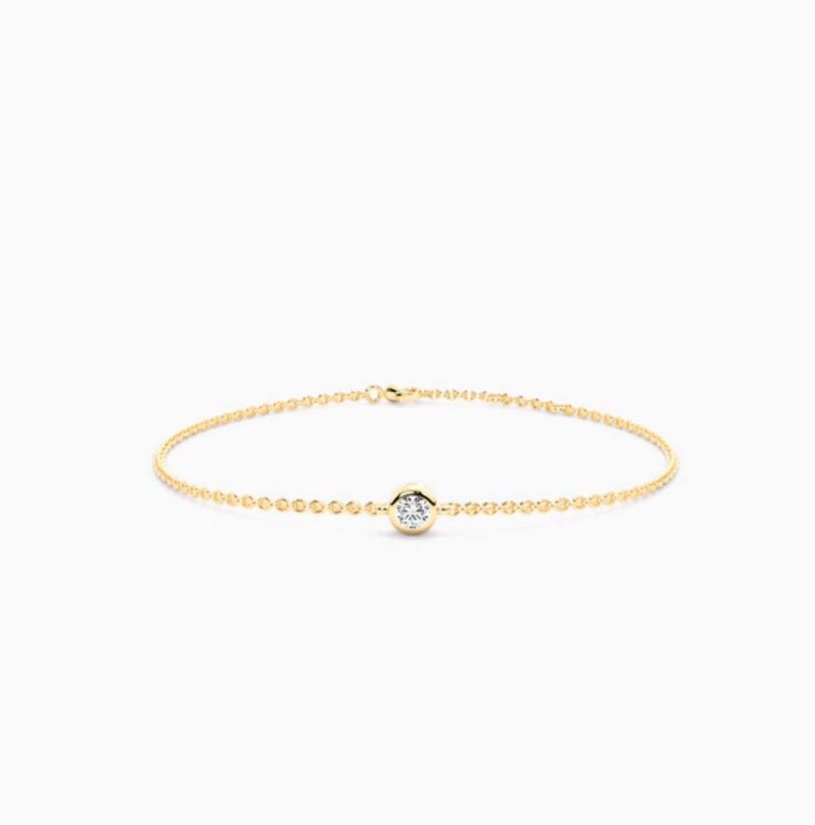 0.25ct Round Brilliant Diamond Rub Over Bezel Trace Link Bracelet – 7 Inch