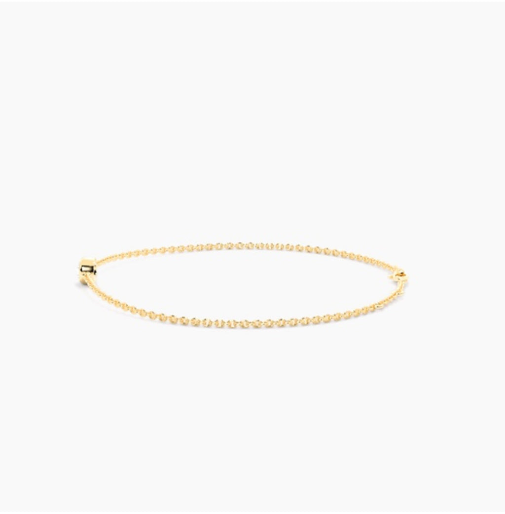 0.25ct Round Brilliant Diamond Rub Over Bezel Trace Link Bracelet – 7 Inch