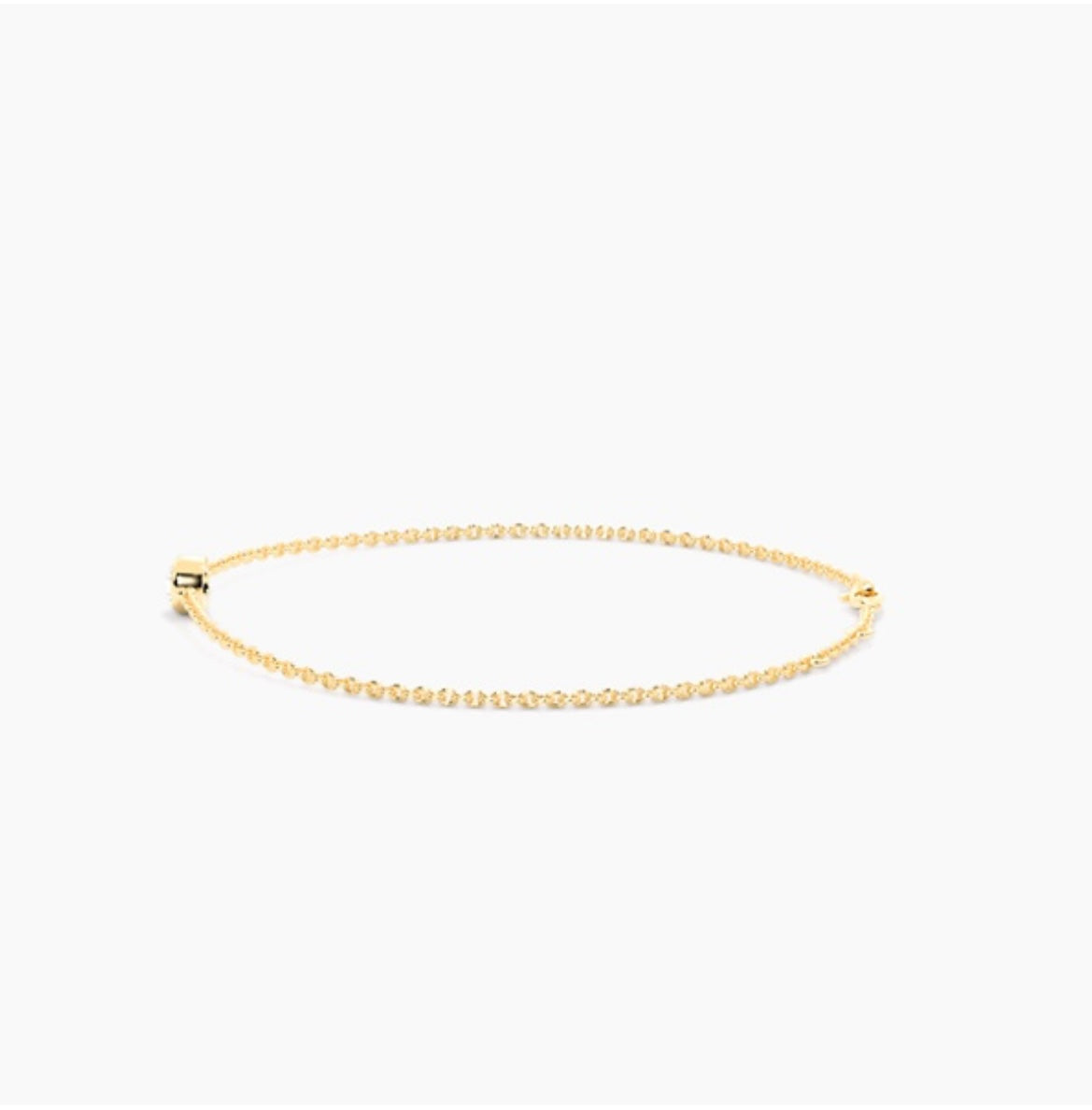 0.25ct Round Brilliant Diamond Rub Over Bezel Trace Link Bracelet – 7 Inch