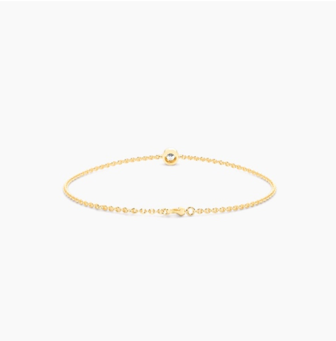 0.25ct Round Brilliant Diamond Rub Over Bezel Trace Link Bracelet – 7 Inch