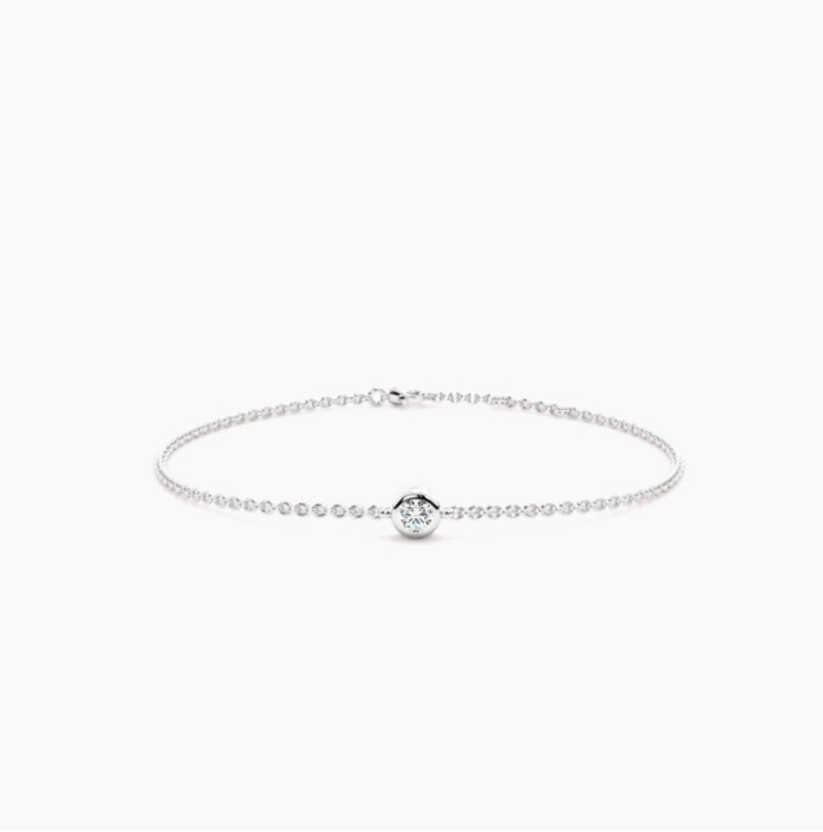 0.25ct Round Brilliant Diamond Rub Over Bezel Trace Link Bracelet – 7 Inch