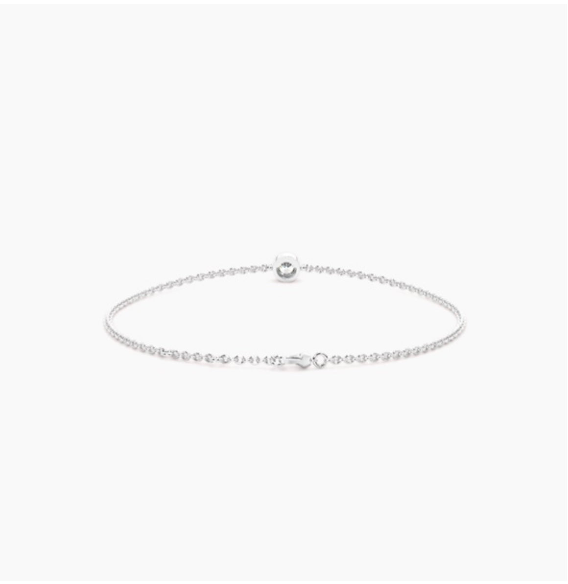 0.25ct Round Brilliant Diamond Rub Over Bezel Trace Link Bracelet – 7 Inch