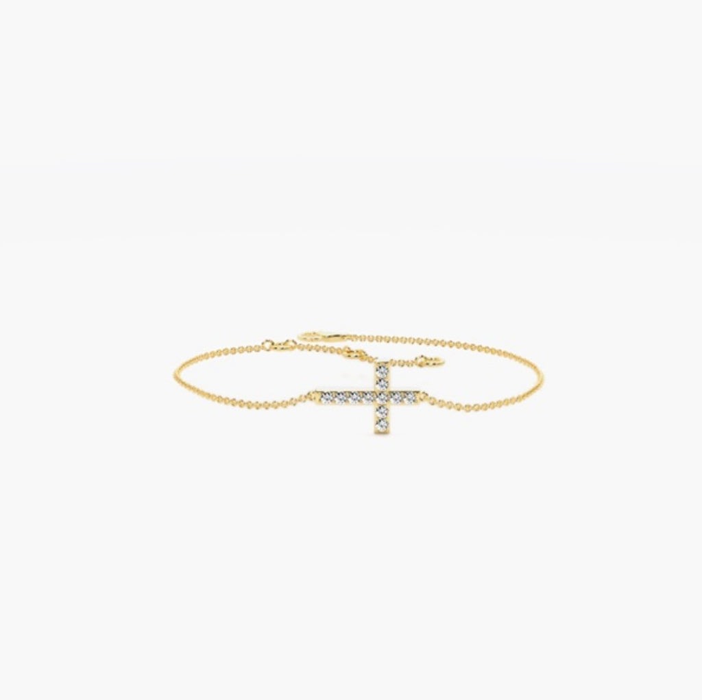 0.30ct Diamond Pavé Cross Trace Link Bracelet – 7 Inch