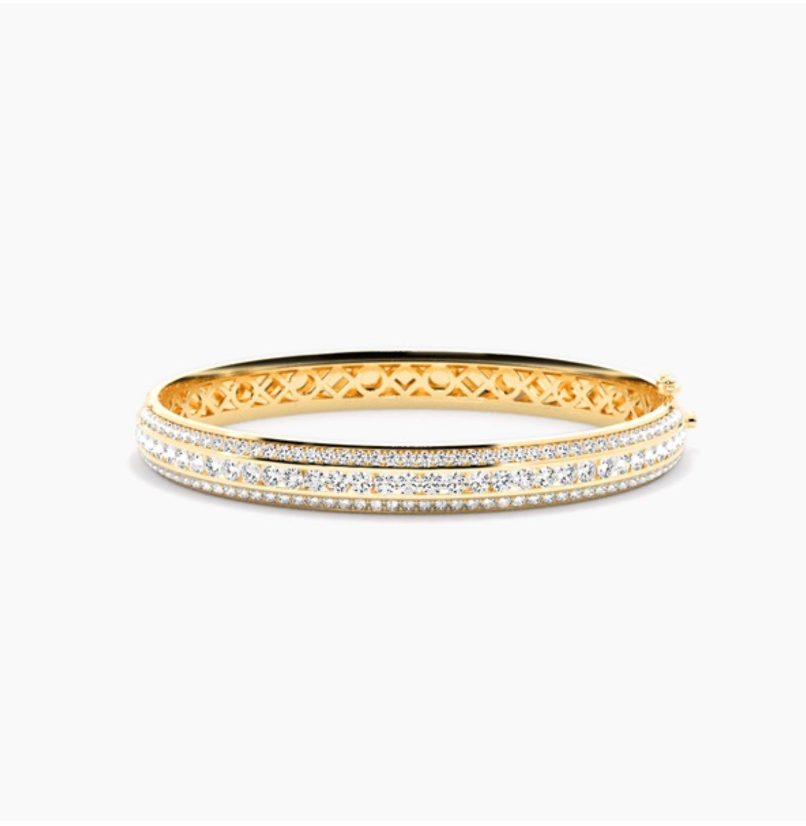 4.00ct Round Brilliant Diamond Pavé Bangle – 5mm Three Row Design