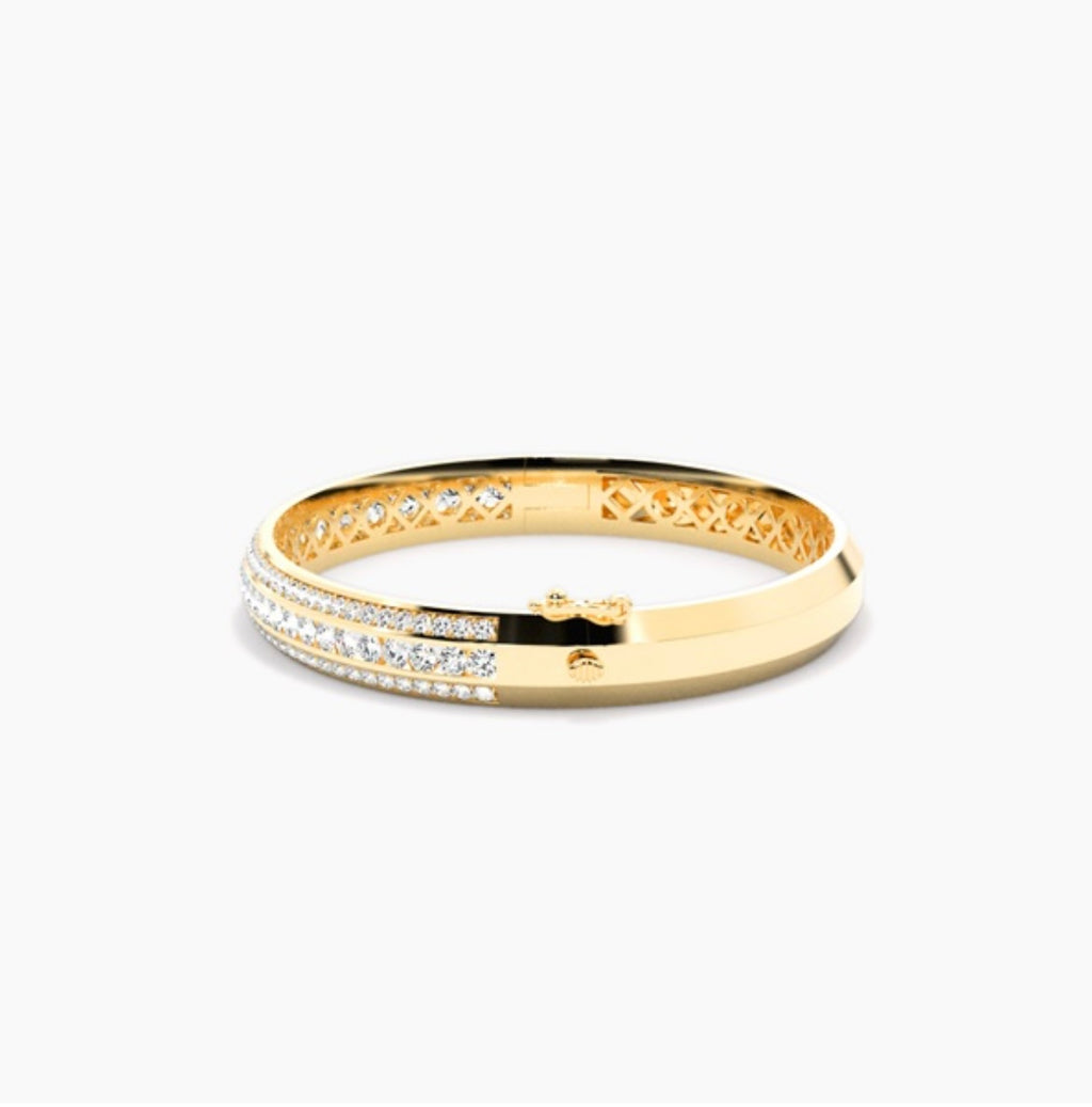 4.00ct Round Brilliant Diamond Pavé Bangle – 5mm Three Row Design