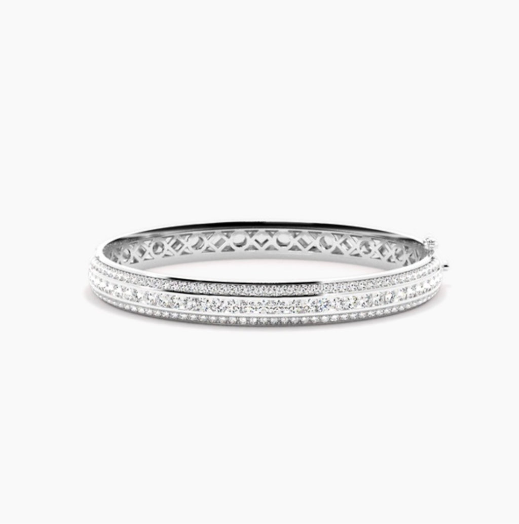 4.00ct Round Brilliant Diamond Pavé Bangle – 5mm Three Row Design