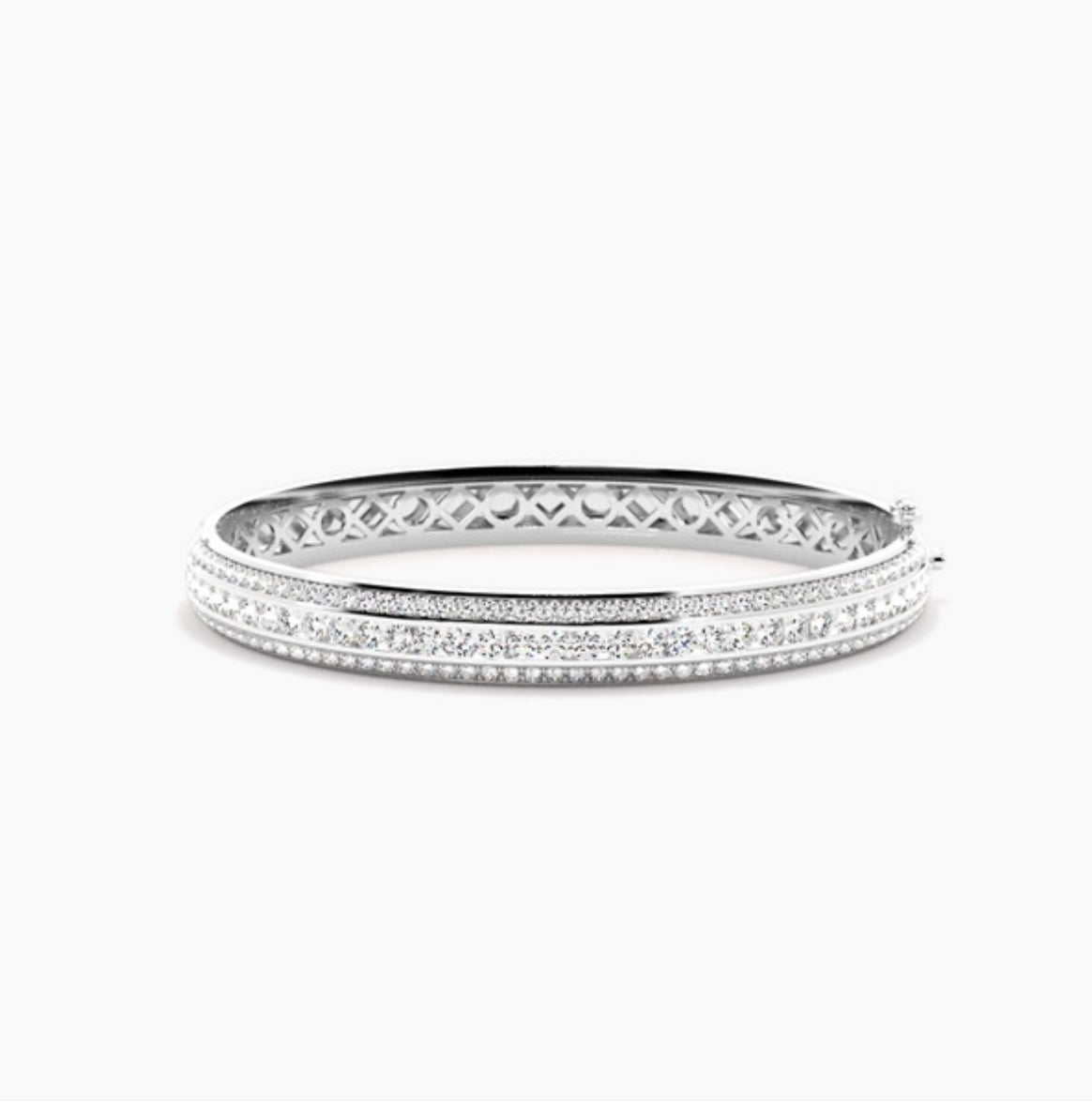 4.00ct Round Brilliant Diamond Pavé Bangle – 5mm Three Row Design