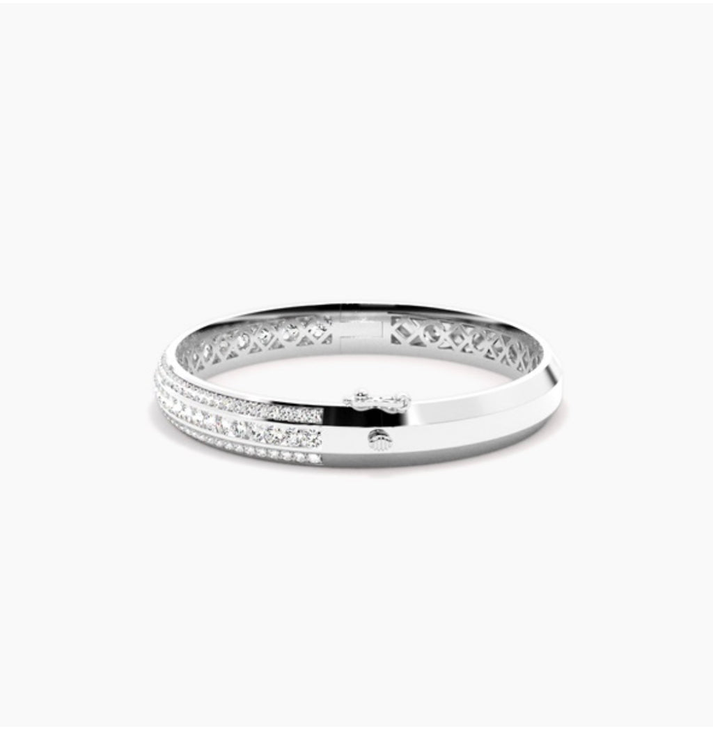 4.00ct Round Brilliant Diamond Pavé Bangle – 5mm Three Row Design
