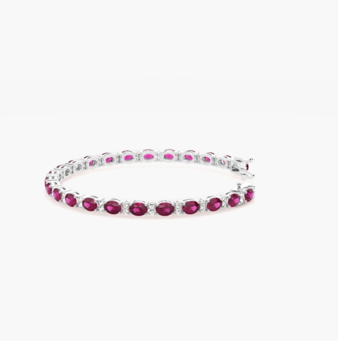 4.00ct Ruby & Diamond Bracelet – Oval & Round Cut Claw Set (7 Inch)