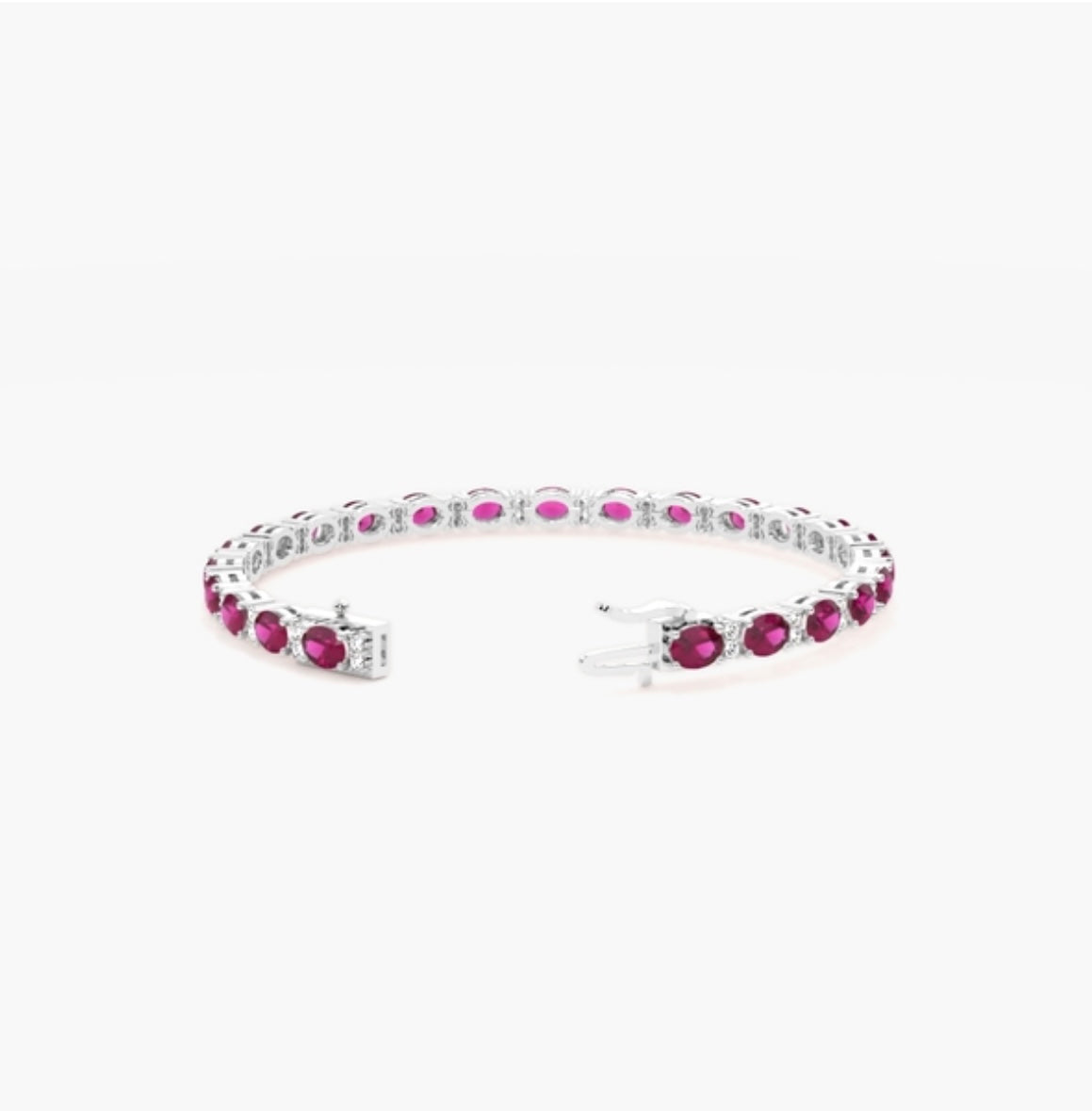 4.00ct Ruby & Diamond Bracelet – Oval & Round Cut Claw Set (7 Inch)