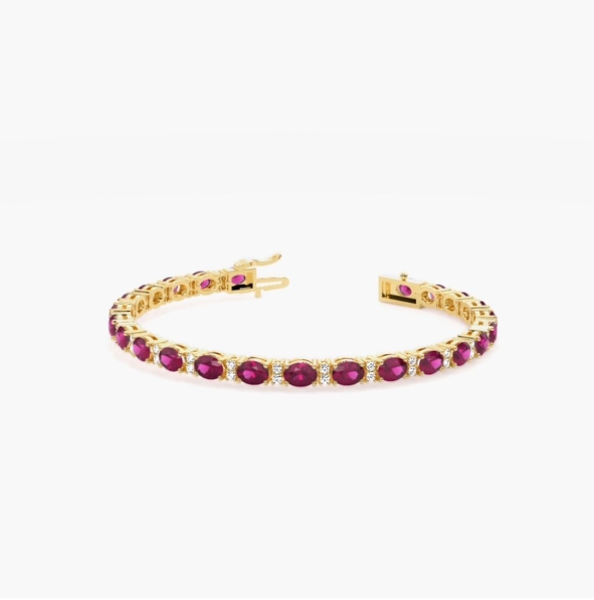 4.00ct Ruby & Diamond Bracelet – Oval & Round Cut Claw Set (7 Inch)