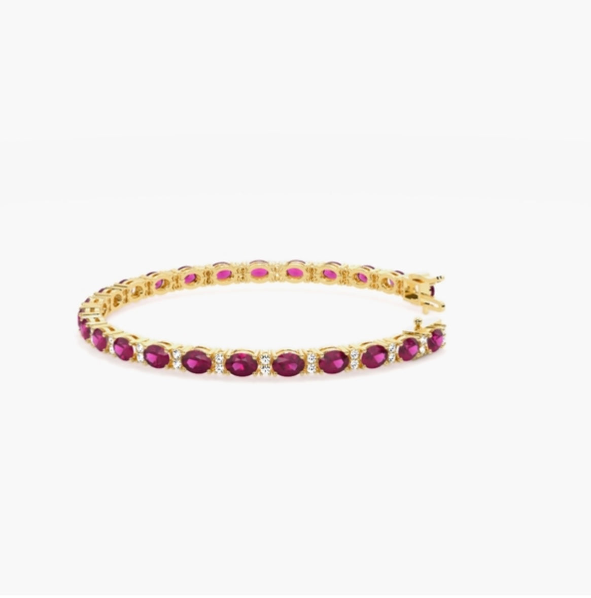 4.00ct Ruby & Diamond Bracelet – Oval & Round Cut Claw Set (7 Inch)