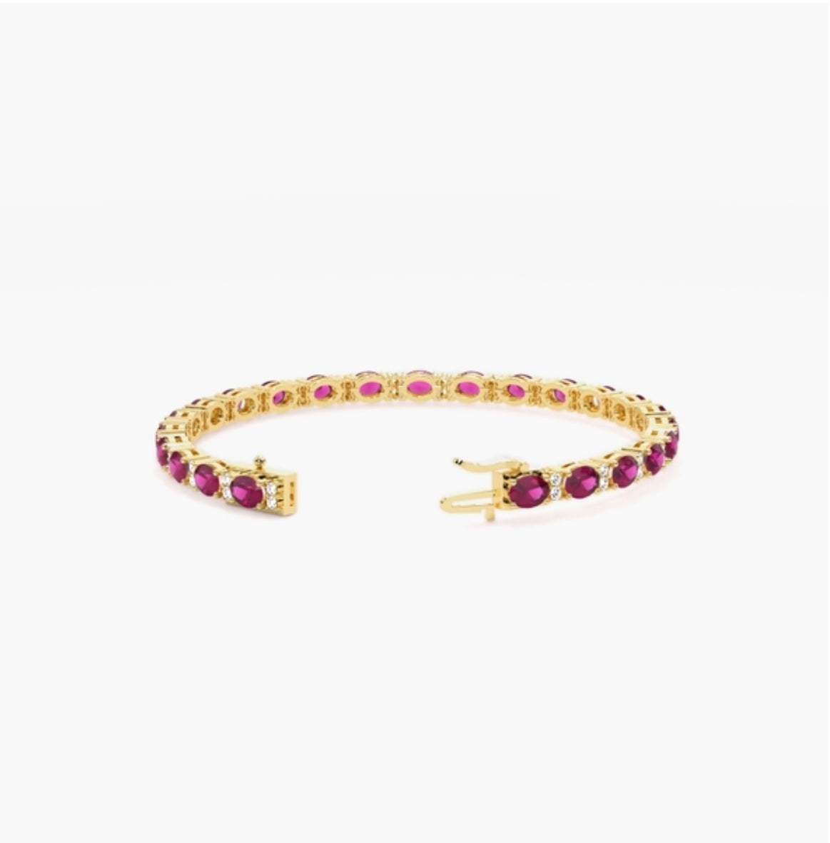 4.00ct Ruby & Diamond Bracelet – Oval & Round Cut Claw Set (7 Inch)