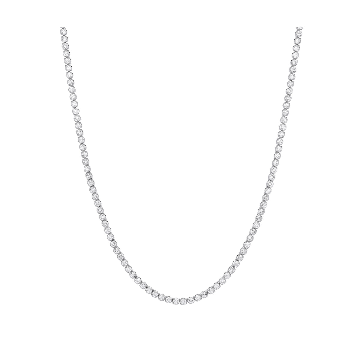 10.00ct Lab-Grown Round Brilliant Diamond Tennis Necklace – 17 Inch | WGI Certified - 9K White Gold