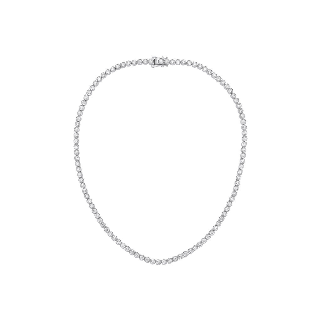 10.00ct Lab-Grown Round Brilliant Diamond Tennis Necklace – 17 Inch | WGI Certified - 9K White Gold